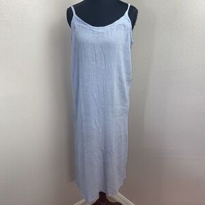 Oh My Gauze! Slip Dress Women's 1 Baby Blue Crinkle Cottage Beach Artsy Boho Y2K